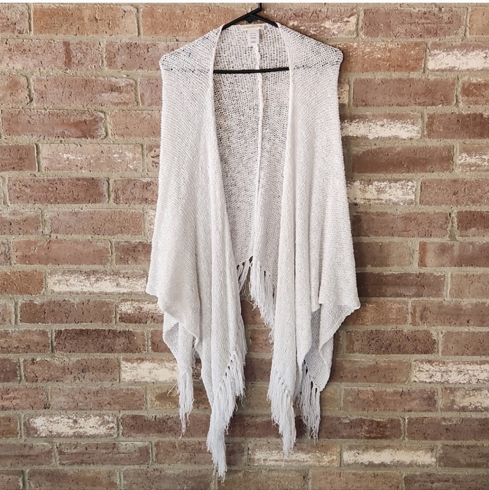 COLDWATER CREEK ONE SIZE OPEN KNIT WHITE SWEATER WRAP
